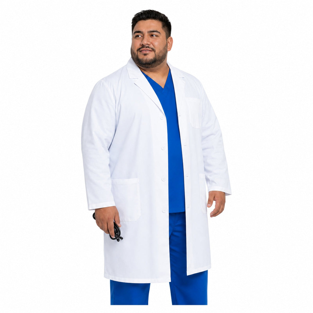 Bata médica repelente Cherokee WW410AB Workwear Revolution para hombre talla extra Blanca, vista 3 de la prenda | color:blanca