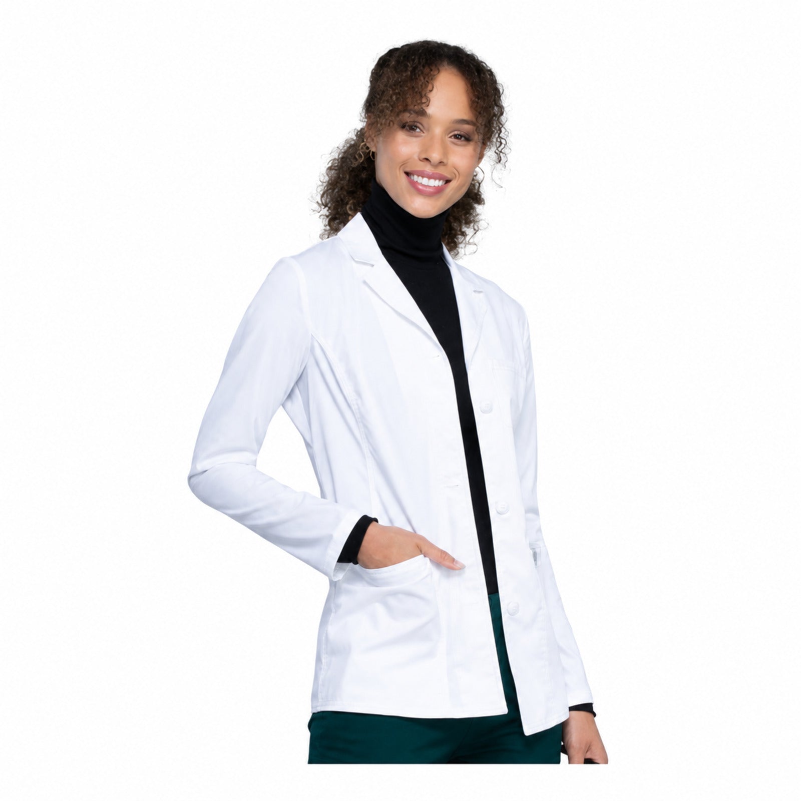 Bata médica repelente Cherokee WW450AB Workwear Revolution para mujer Blanca, vista 2 de la prenda | color:blanca