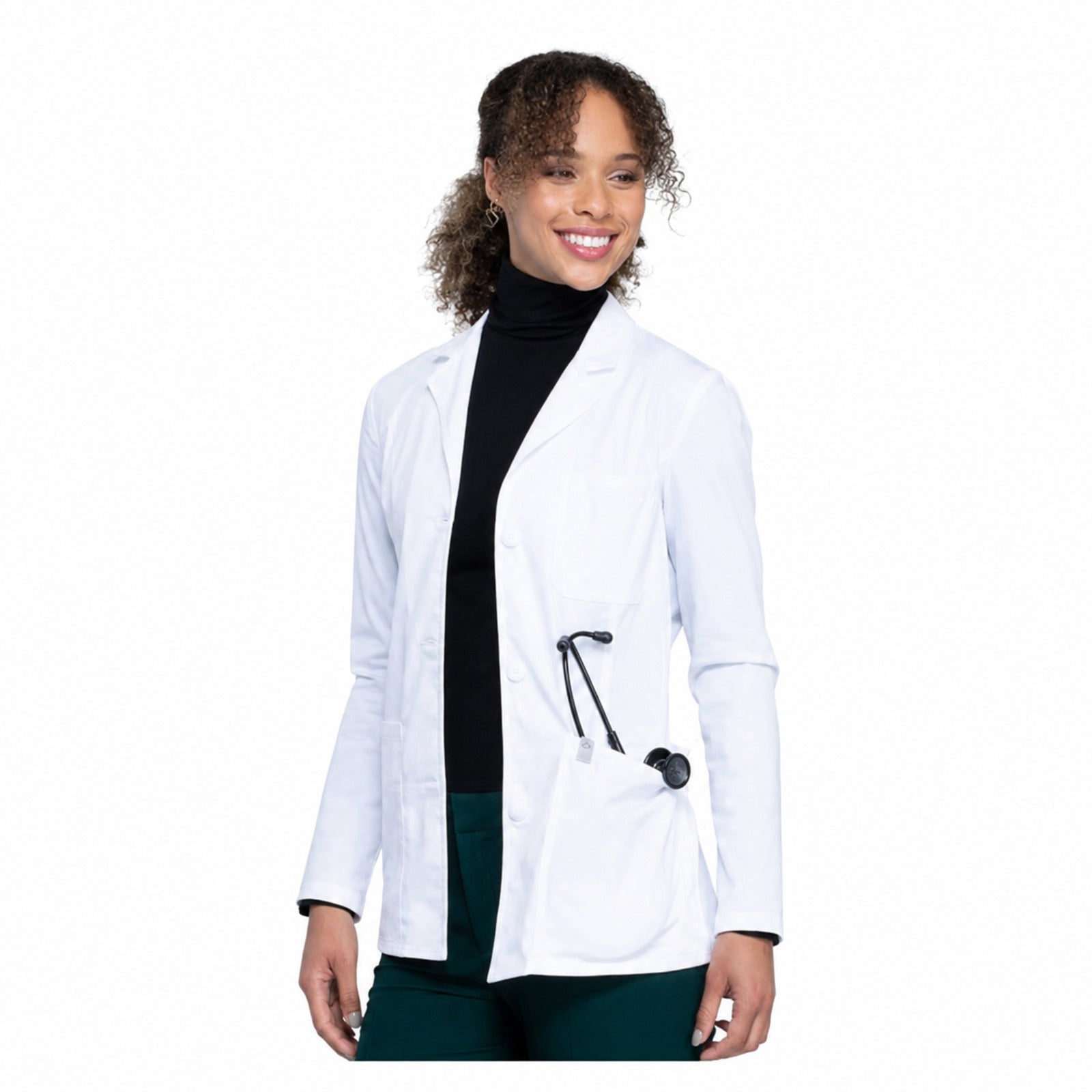 Bata médica repelente Cherokee WW450AB Workwear Revolution para mujer Blanca, vista 3 de la prenda | color:blanca
