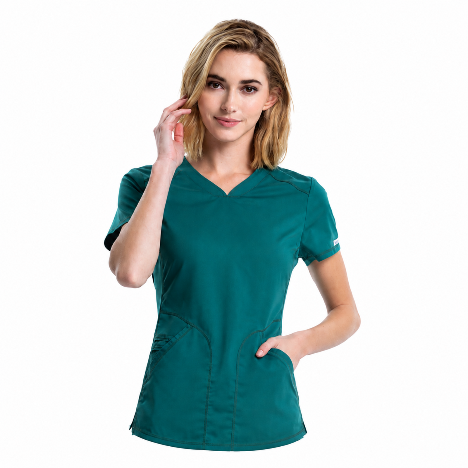 Filipina médica Cherokee WW601 Hunter, vista frontal en modelo | color:hunter