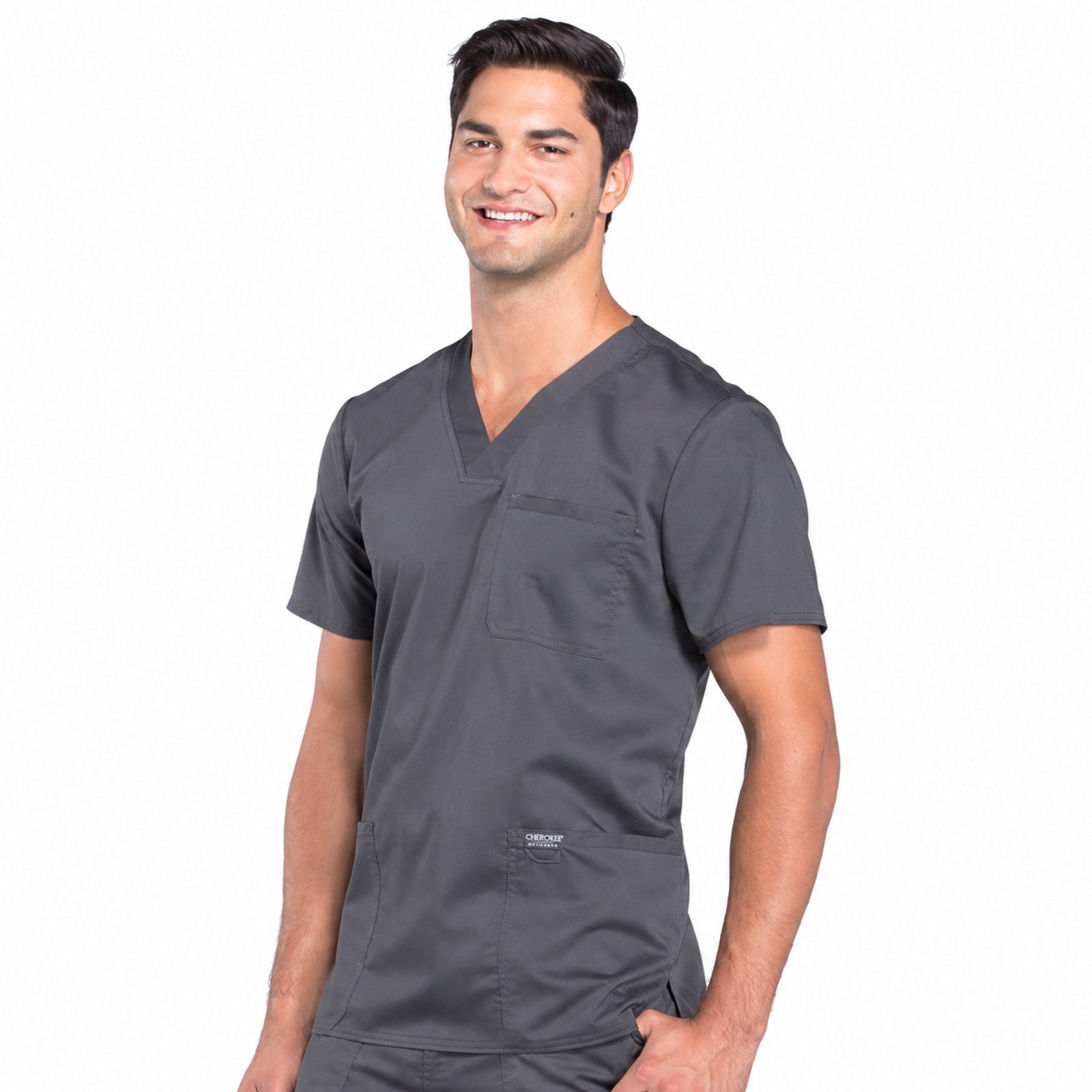 Filipina médica Cherokee WW670 para hombre color Gris Oxford, vista lateral | color:gris-oxford