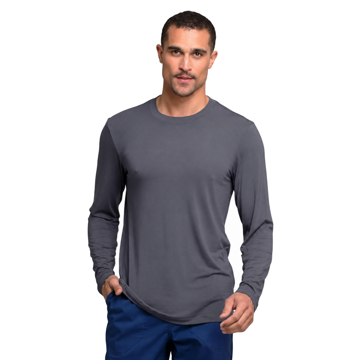 Playera quirúrgica Cherokee WW700 para hombre Gris Oxford, vista frontal | color:gris-oxford