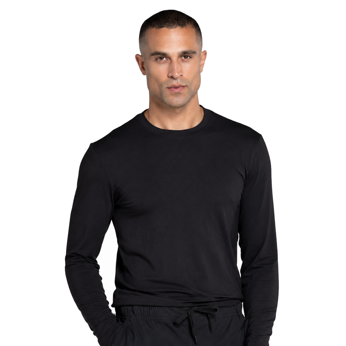 Playera quirúrgica Cherokee WW700 para hombre Negra, vista frontal | color:negra