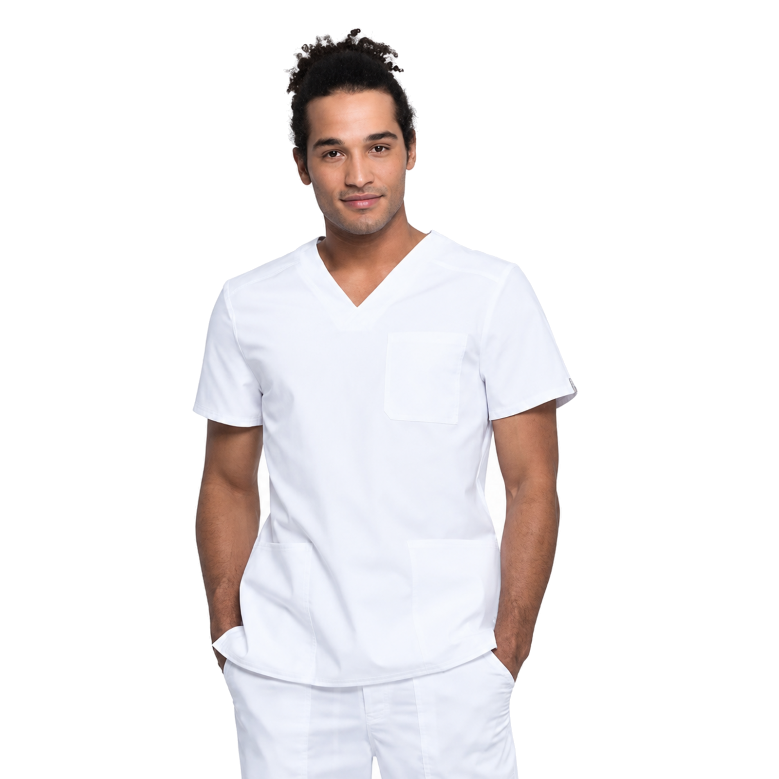 Filipina médica repelente Cherokee WW760 para hombre Blanca, vista frontal | color:blanca