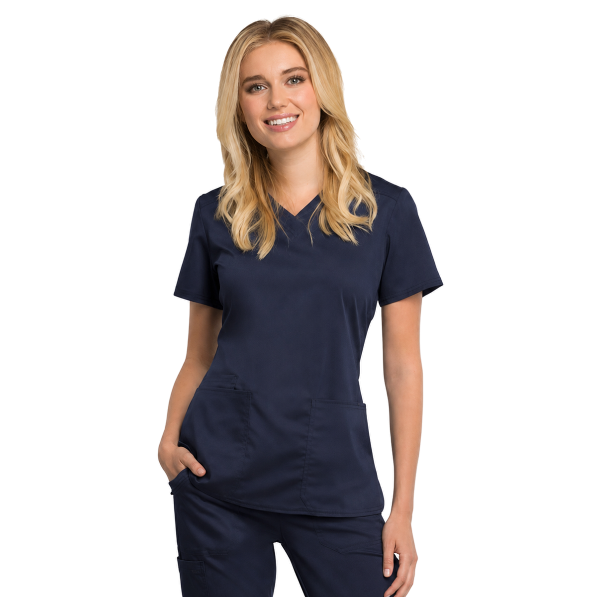 Filipina médica repelente Cherokee WW770 para mujer Azul marino, vista frontal desde muslos | color:azul-marino