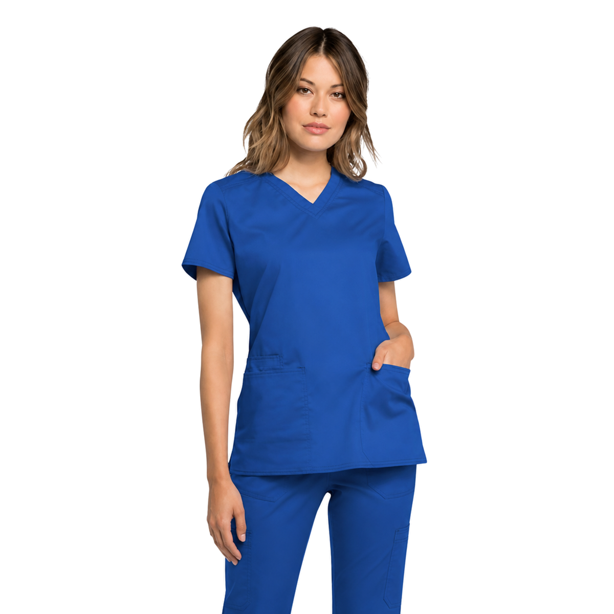 Filipina médica repelente Cherokee WW770 para mujer Azul rey, vista frontal desde muslos | color:azul-rey