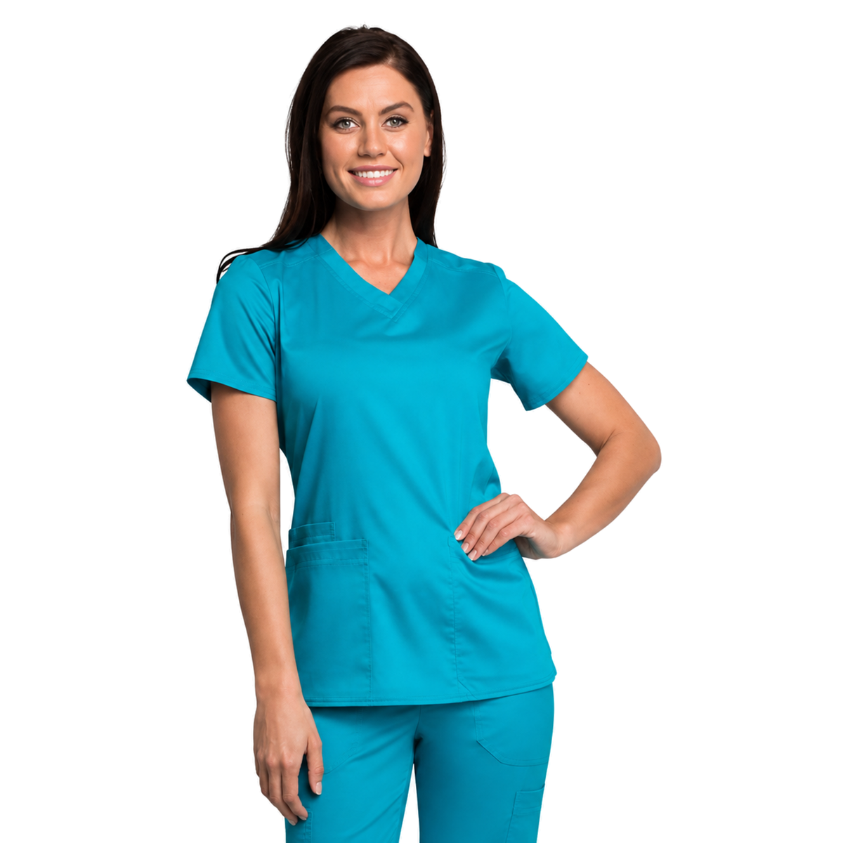 Filipina médica repelente Cherokee WW770 para mujer Jade, vista frontal desde muslos | color:jade