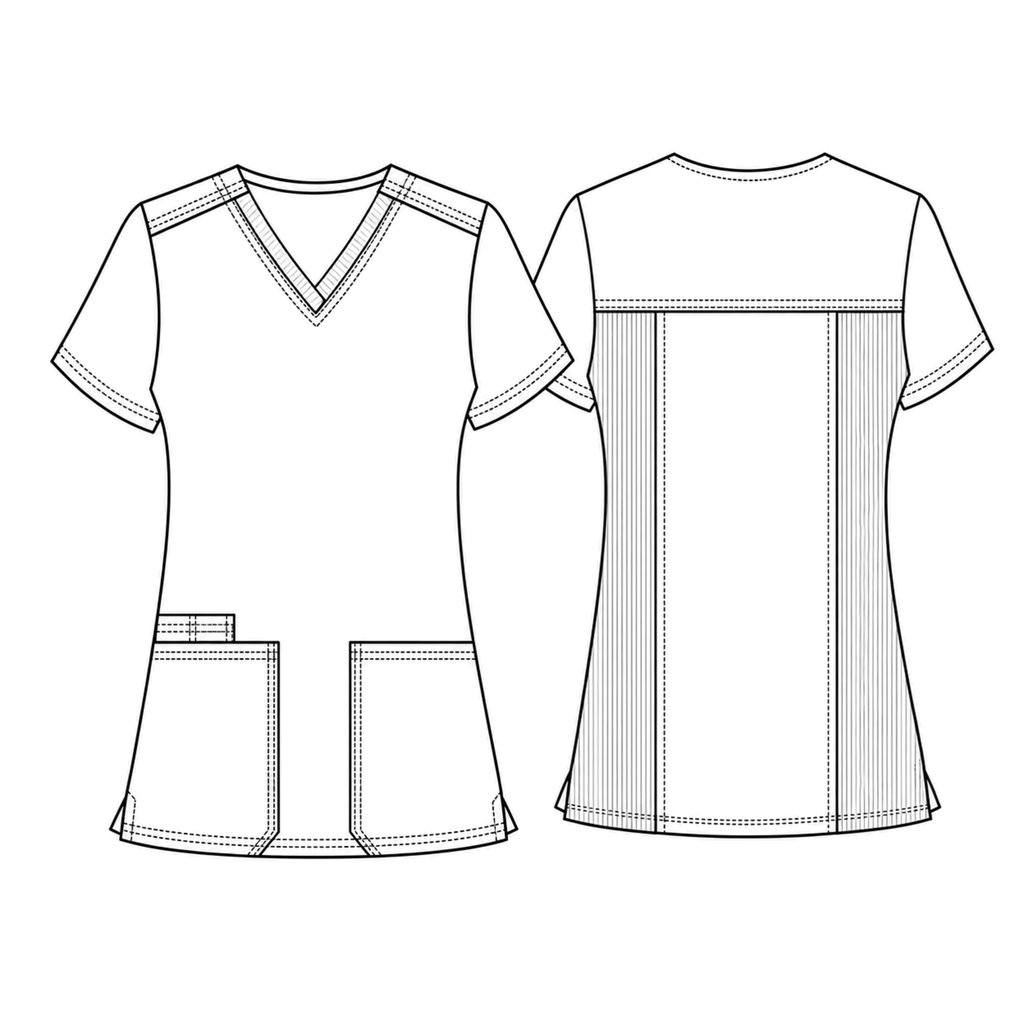 Filipina médica repelente Cherokee WW770 para mujer Negra, dibujo técnico de frente y espalda
