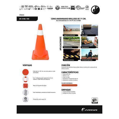 Cono Jyrsa Sr - 3185 - 1rk Vialidad Tránsito Reflejante 71 Cms - Garufa Jeans