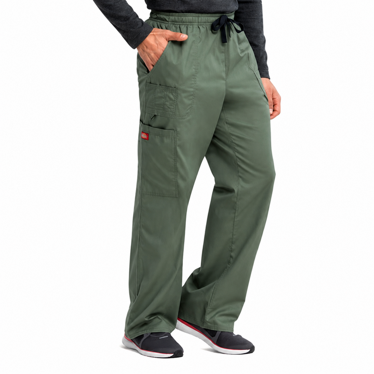 Pantalón quirúrgico Dickies 81003 Gen Flex para hombre Verde Olivo, vista frontal | color:verde-olivo