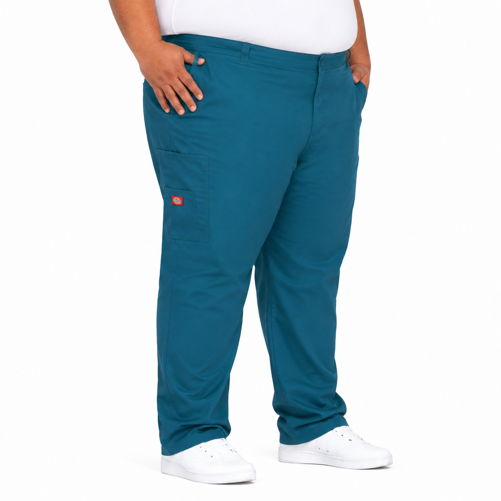 Pantalón quirúrgico Dickies 81006 para hombre talla extra Azul Caribe, lateral