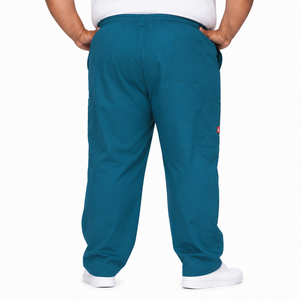 Pantalón quirúrgico Dickies 81006 para hombre talla extra Azul Caribe, posterior