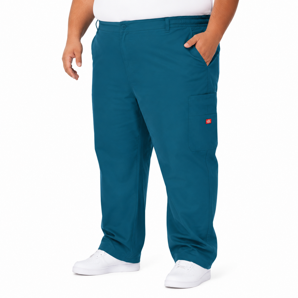 Pantalón quirúrgico Dickies 81006 para hombre talla extra Azul Caribe, tres cuartos