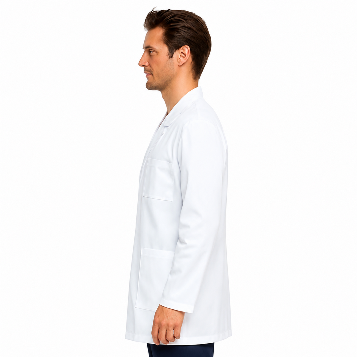 Bata médica Dickies 81404 para hombre blanca, vista lateral | color:blanca