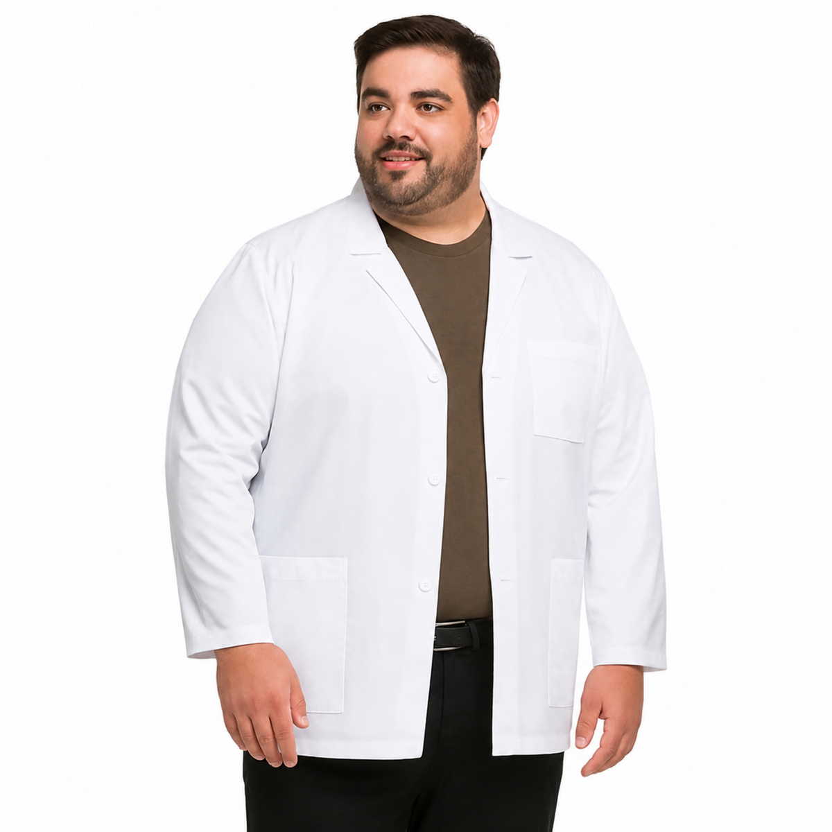Bata médica Dickies 81404 para hombre talla extra blanca, vista tres cuartos | color:blanca
