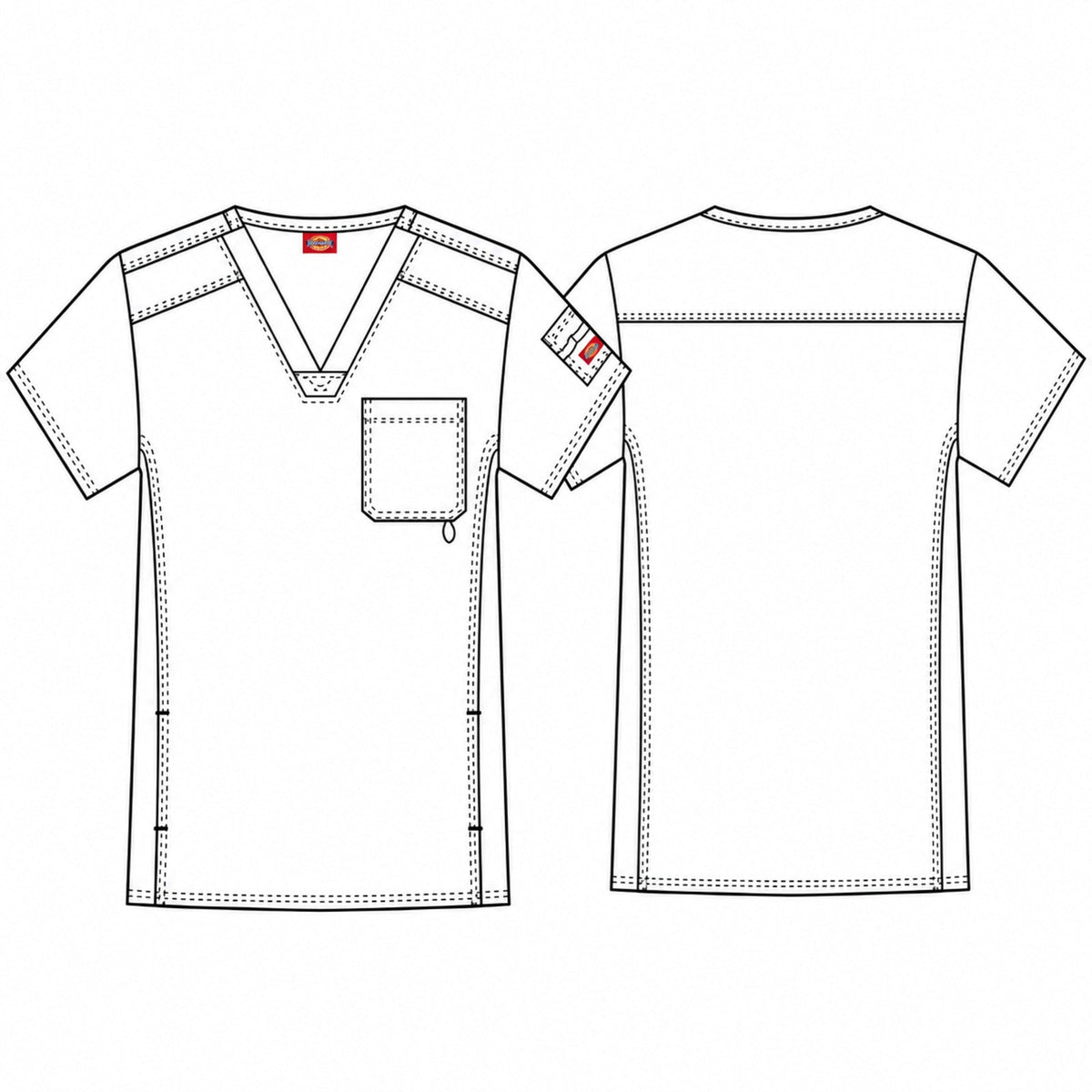 Filipina quirúrgica Dickies 81722 Gen Flex para hombre talla extra, ficha técnica frontal y posterior | color:azul-cielo