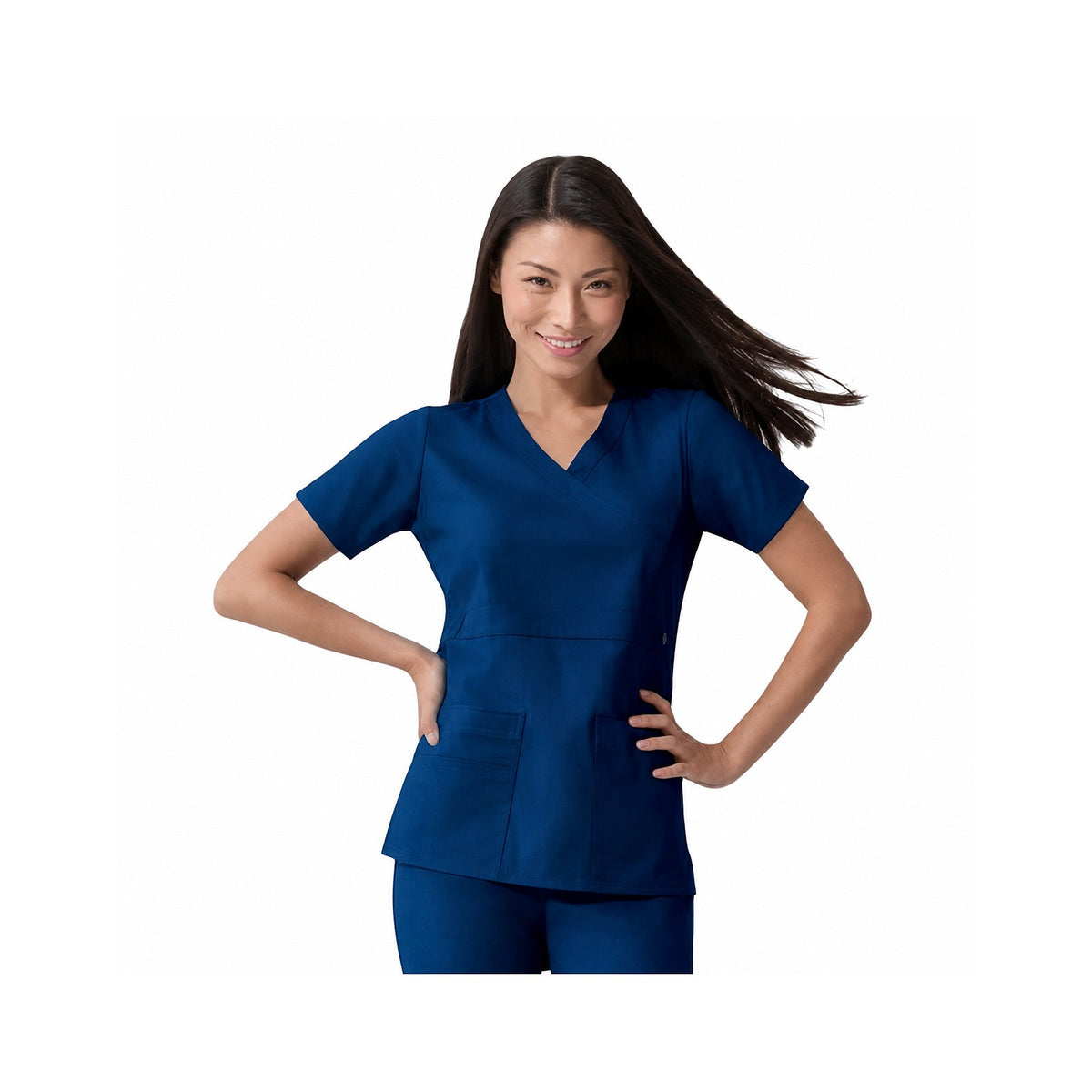 Dickies 817355 filipina quirúrgica Gen Flex para mujer color Azul Rey, vista frontal con modelo | color:azul-rey