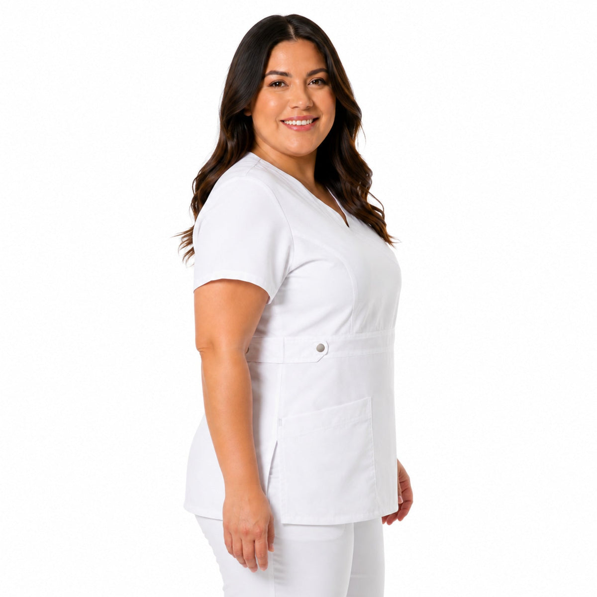 Filipina quirúrgica Dickies 817355 Gen Flex para mujer tallas extras blanca, vista lateral | color:blanca