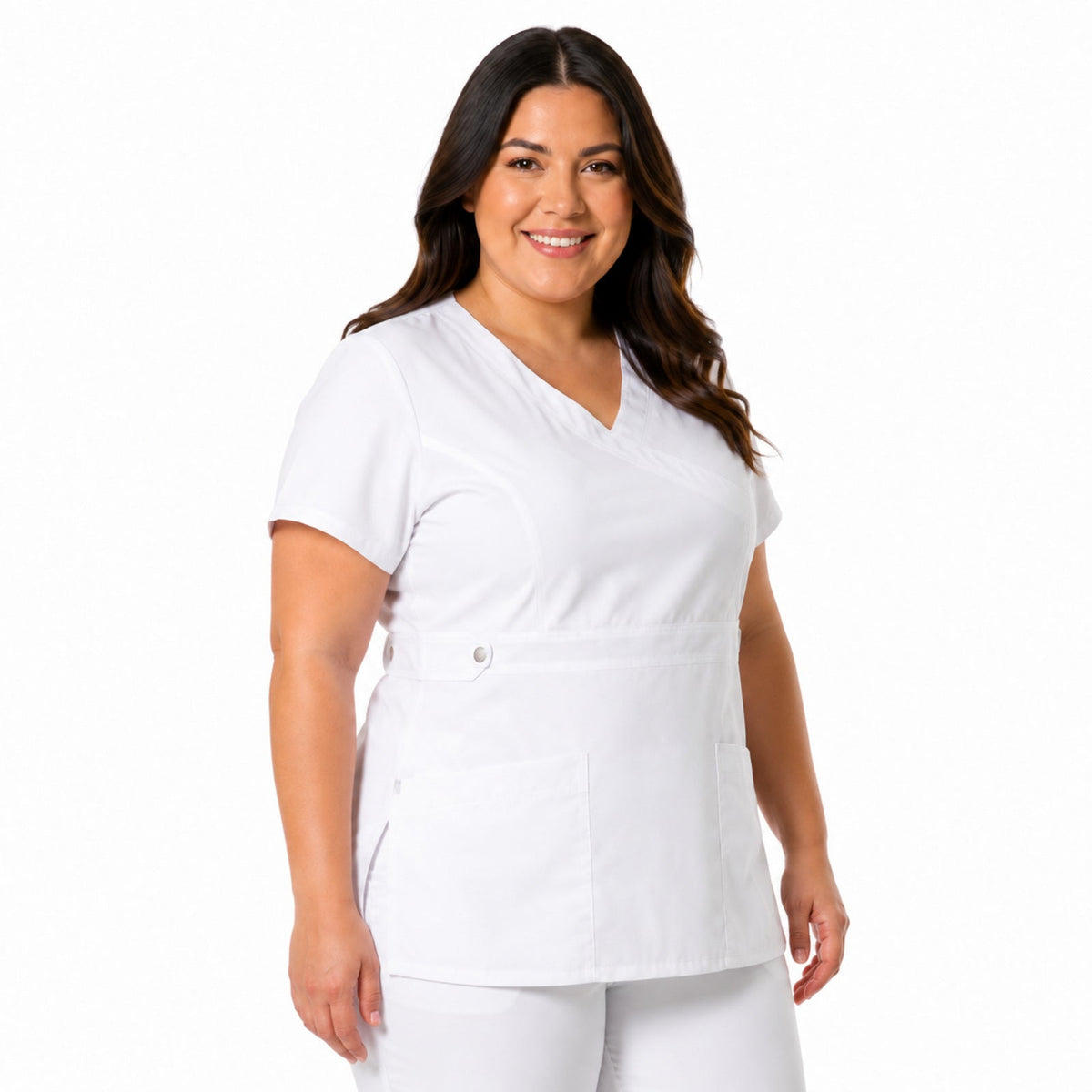 Filipina quirúrgica Dickies 817355 Gen Flex para mujer tallas extras blanca, vista tres cuartos | color:blanca