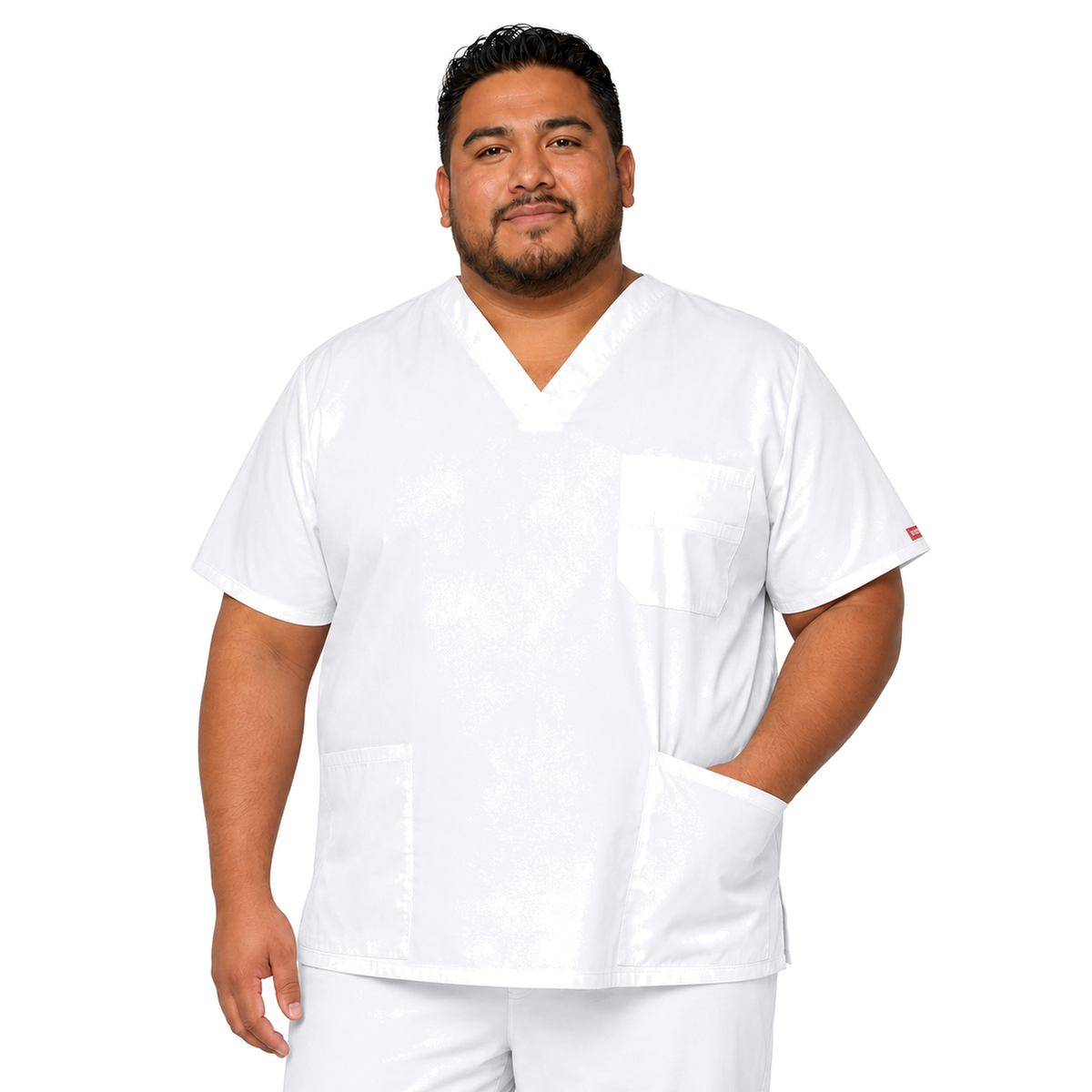 filipina quirúrgica Dickies 81906 EDS Signature para hombre tallas extra 4XL y 5XL blanca, vista frontal | color:blanca