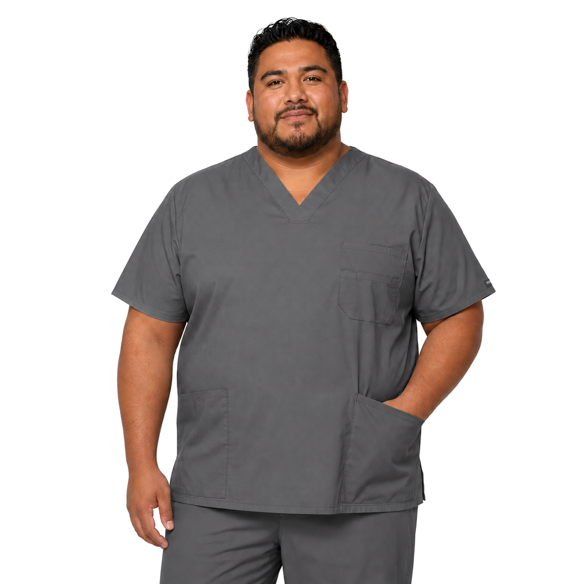 filipina quirúrgica Dickies 81906 EDS Signature para hombre tallas extra 4XL y 5XL gris Oxford, vista frontal | color:gris-oxford