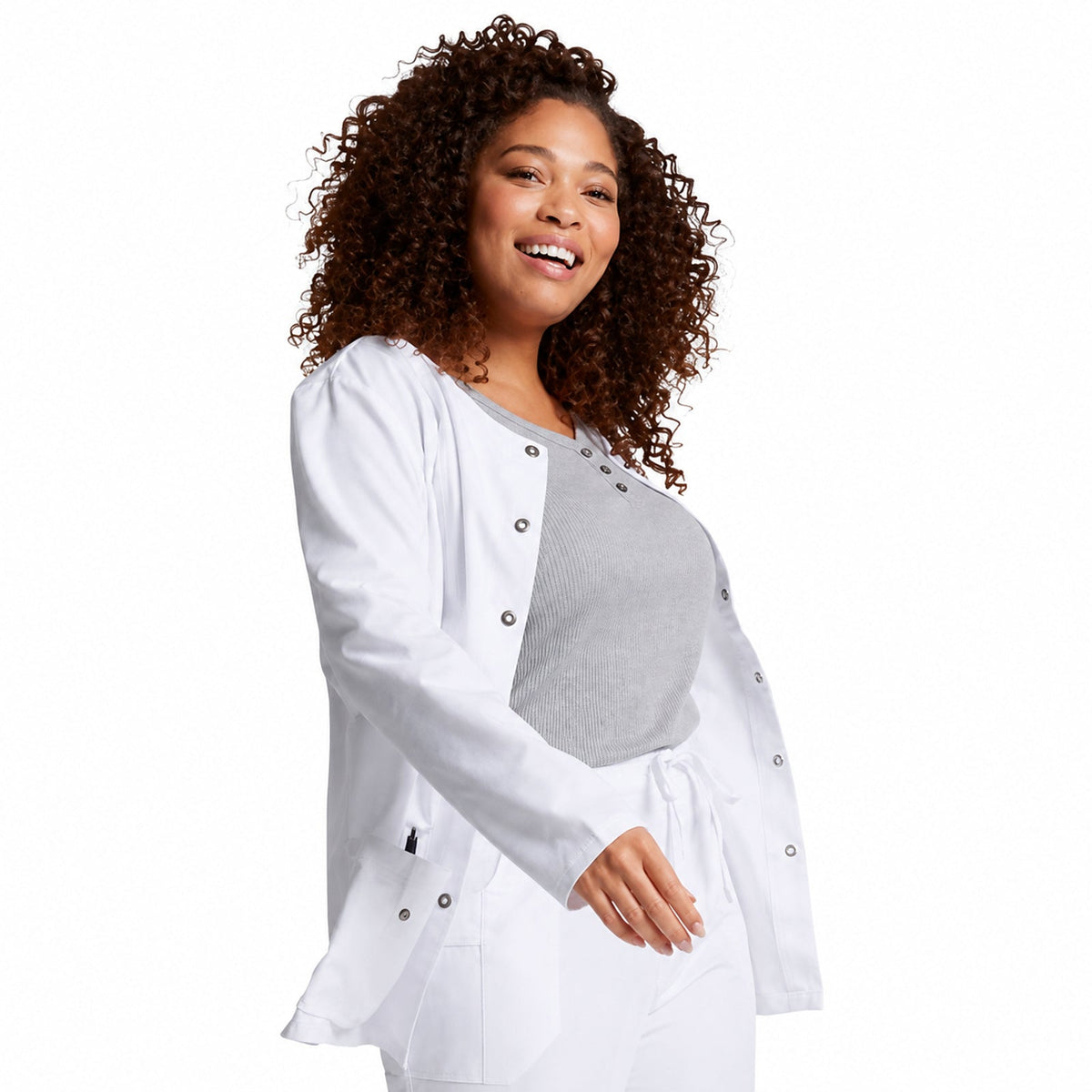 Chamarra médica quirúrgica Dickies 82310 para mujer blanca, vista de producto 02 | color:blanca