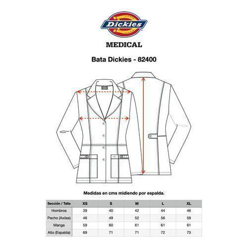 Dickies 82400 Bata Médica Clínica Gabardina Stretch Negra - Garufa Jeans