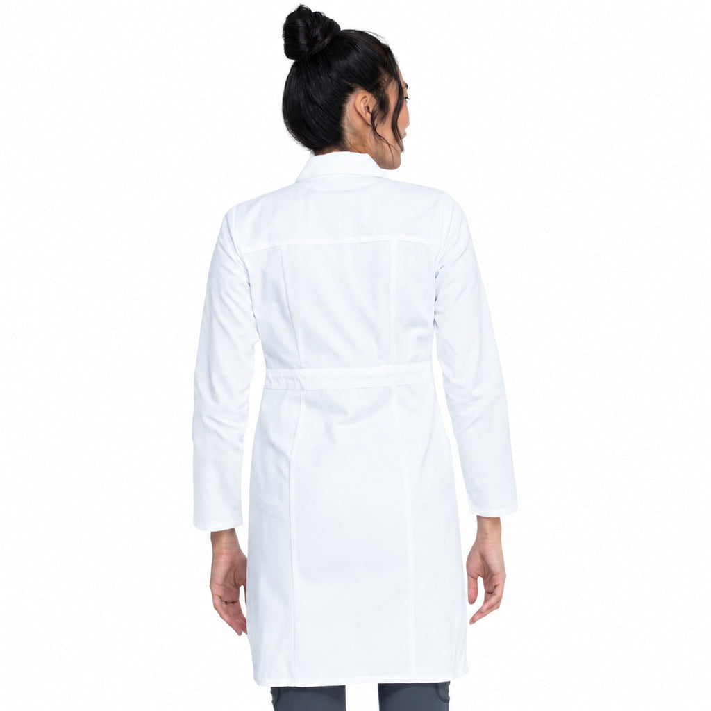 Dickies 82401 bata larga médica blanca para mujer, vista posterior
