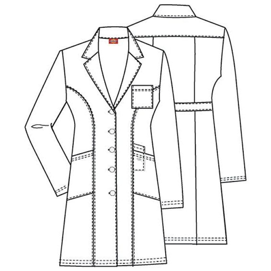Detalles de diseño de bata médica Dickies 82401 para mujer