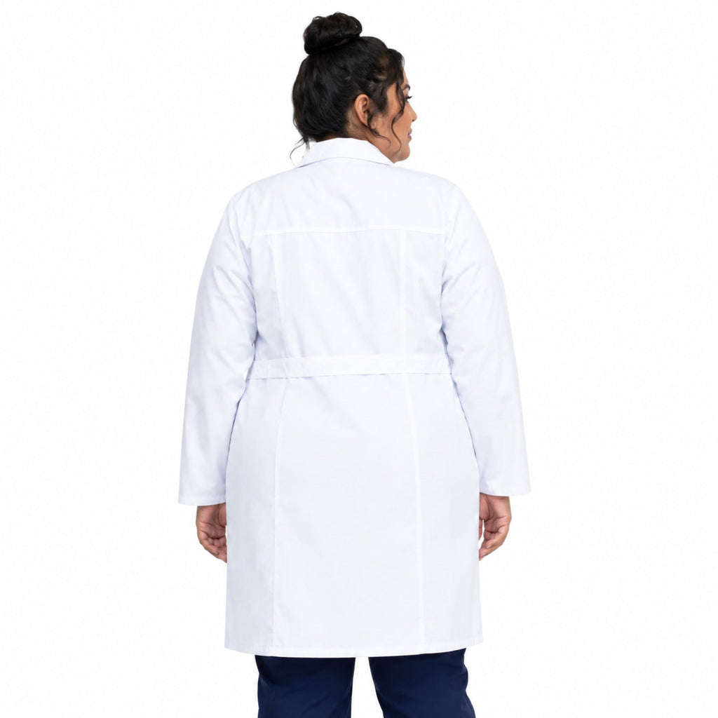Dickies 82401 bata larga médica para mujer talla extra, blanco, vista posterior