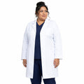 Dickies 82401 bata larga médica para mujer talla extra, blanco, vista frontal | color:blanco