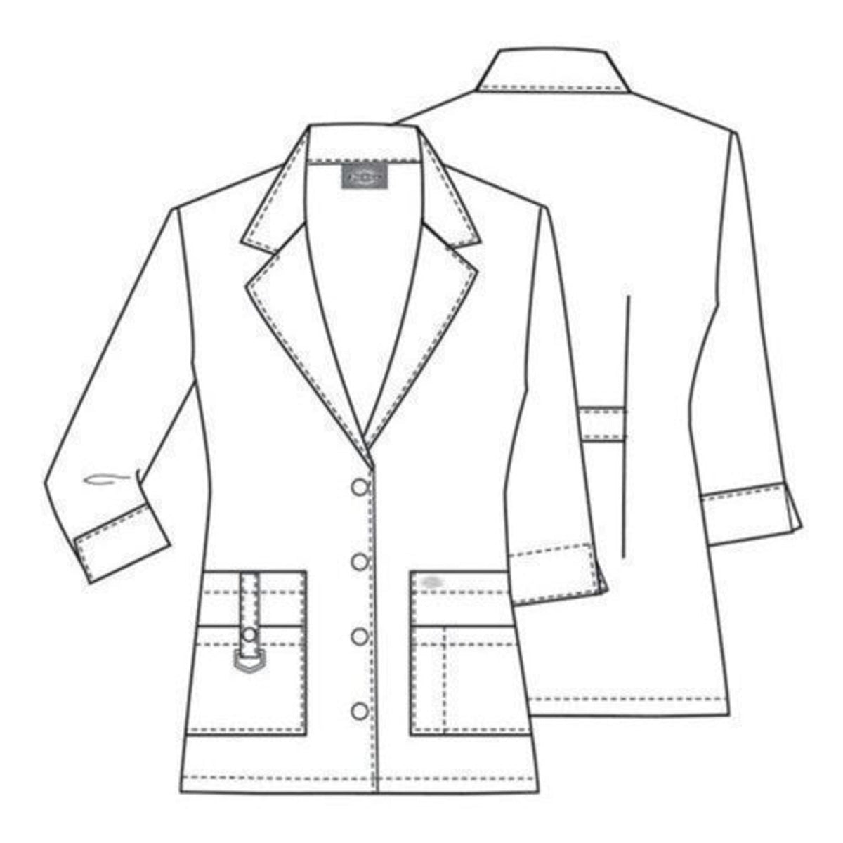 Dickies 82402 bata corta médica para mujer blanca detalles de diseño | color:blanca