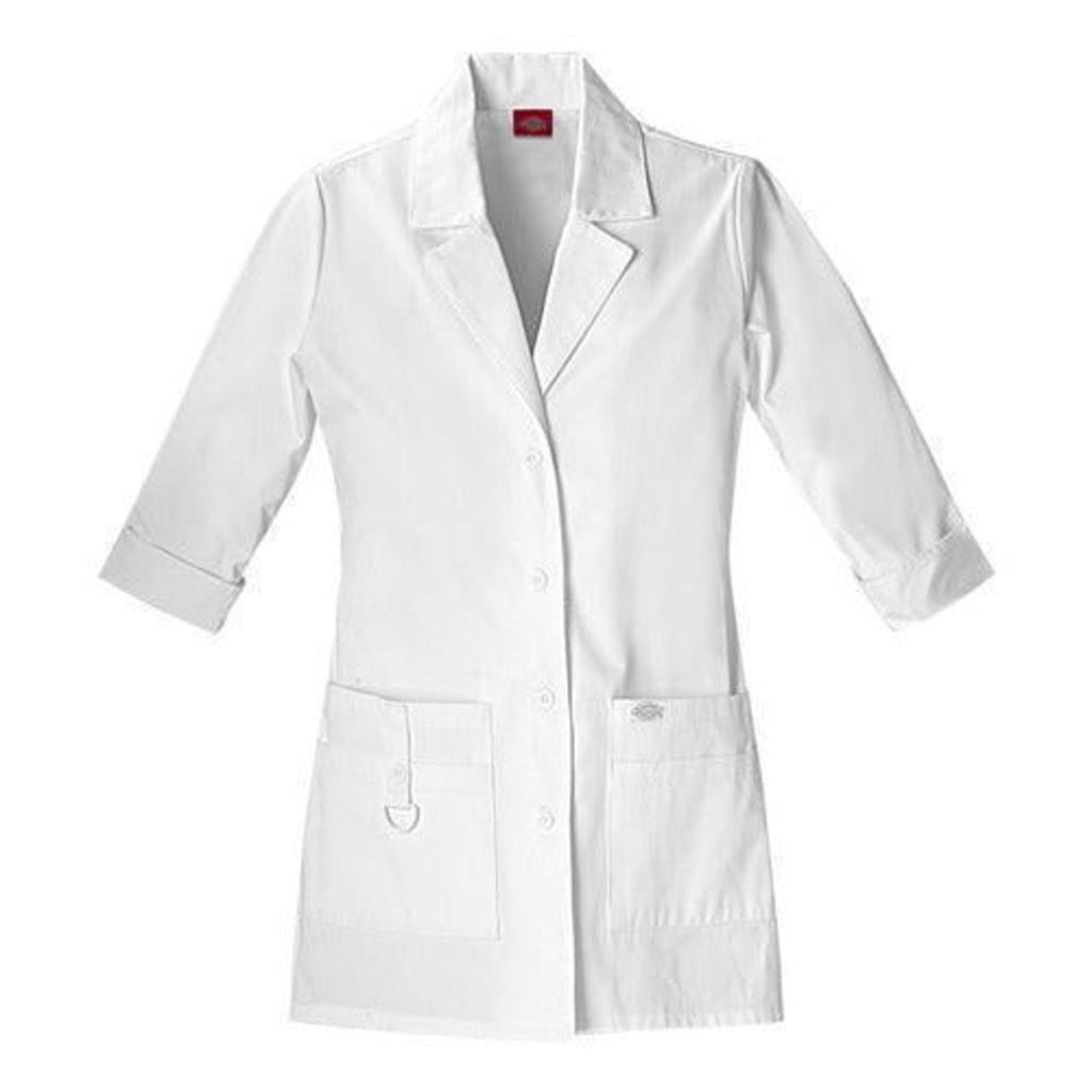 Dickies 82402 bata corta médica para mujer blanca vista de producto