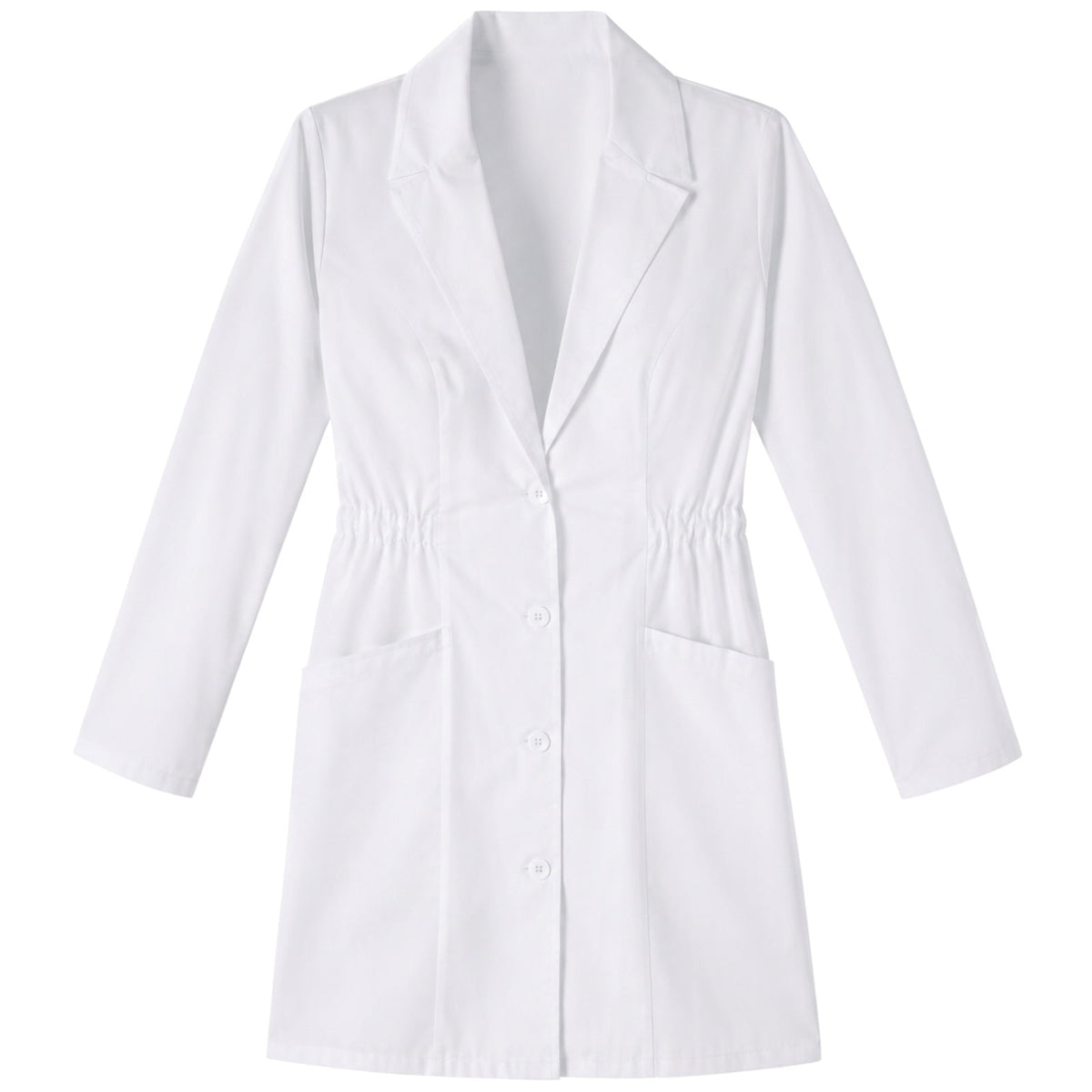 Bata médica Dickies 84402 para mujer talla extra blanca, vista frontal de la prenda | color:blanca