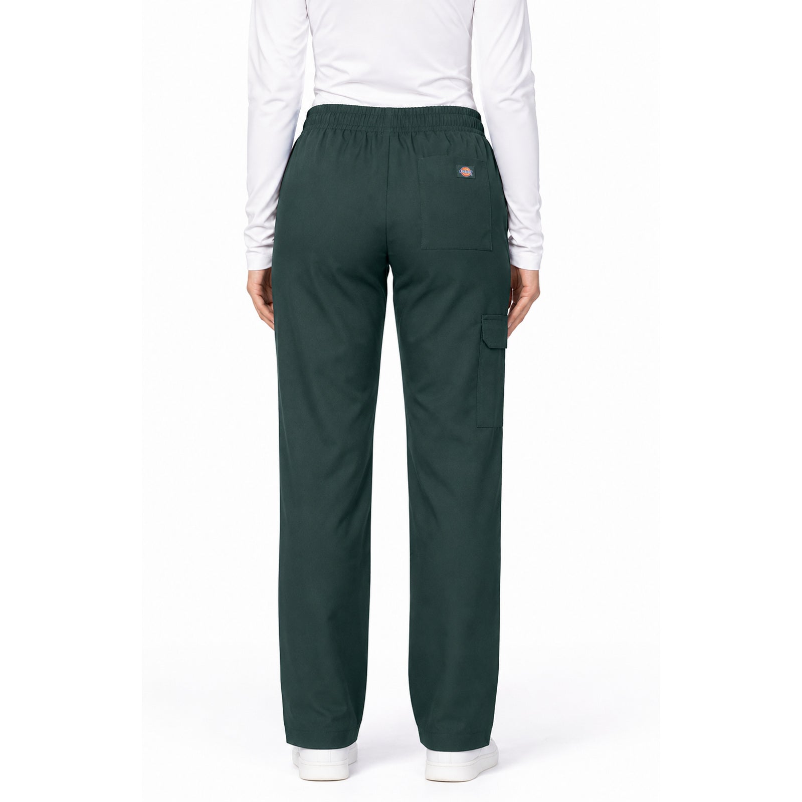 Pantalón quirúrgico Dickies 85100 para mujer verde botella, vista posterior | color:verde-botella