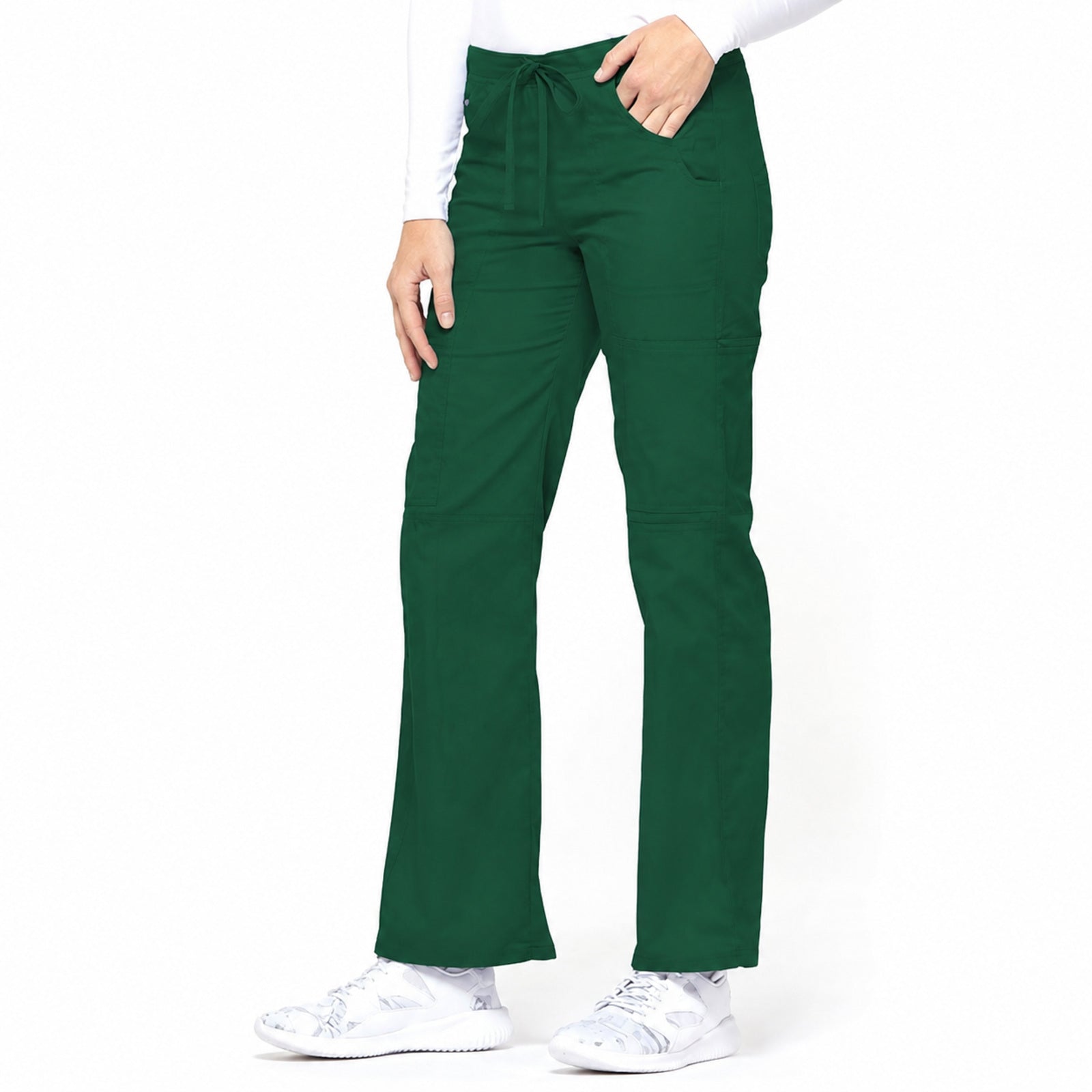 Pantalón quirúrgico Dickies 85100 para mujer verde botella, vista tres cuartos | color:verde-botella