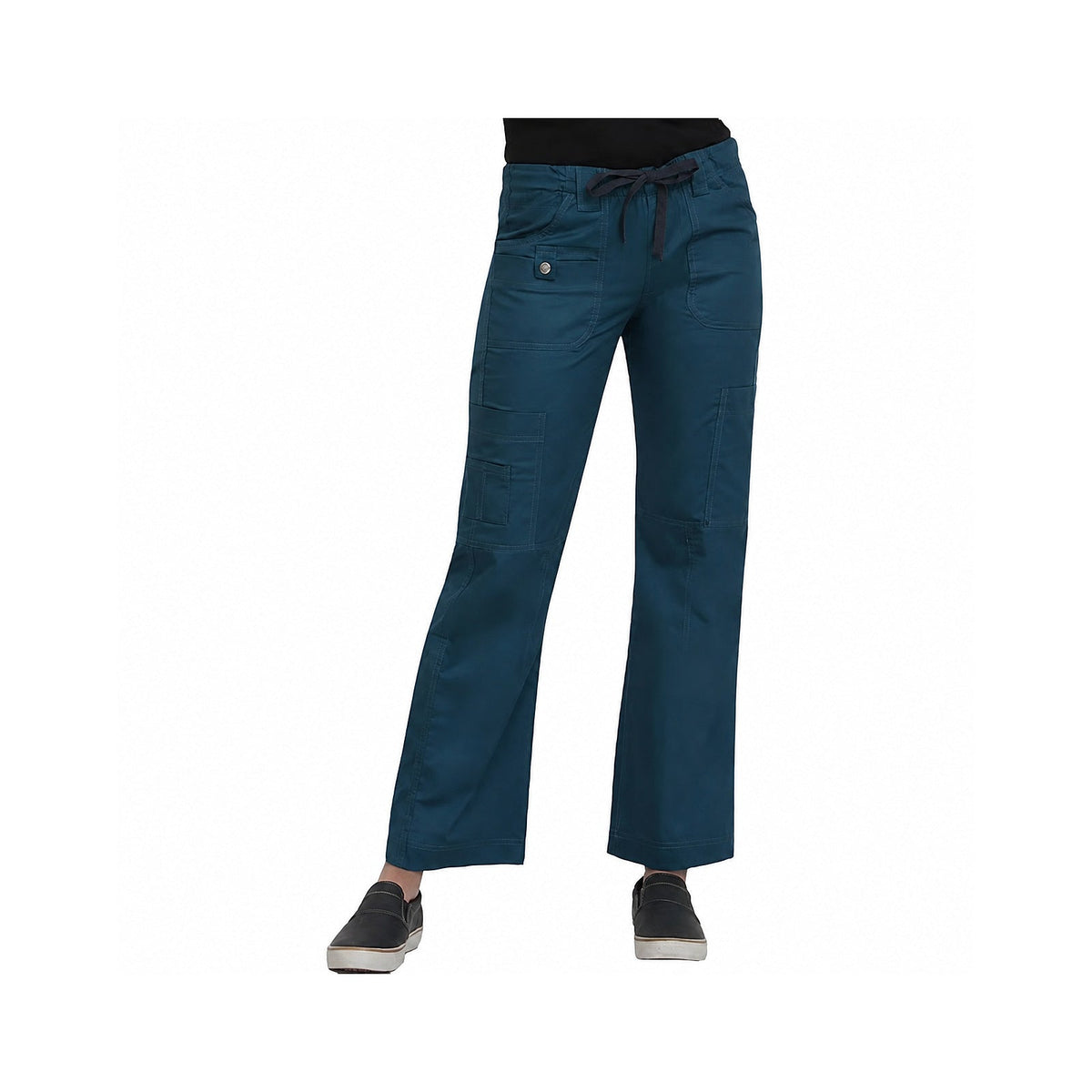 Pantalón quirúrgico Dickies 857455 Gen Flex para mujer en Azul Caribe, frente modelo | color:azul-caribe