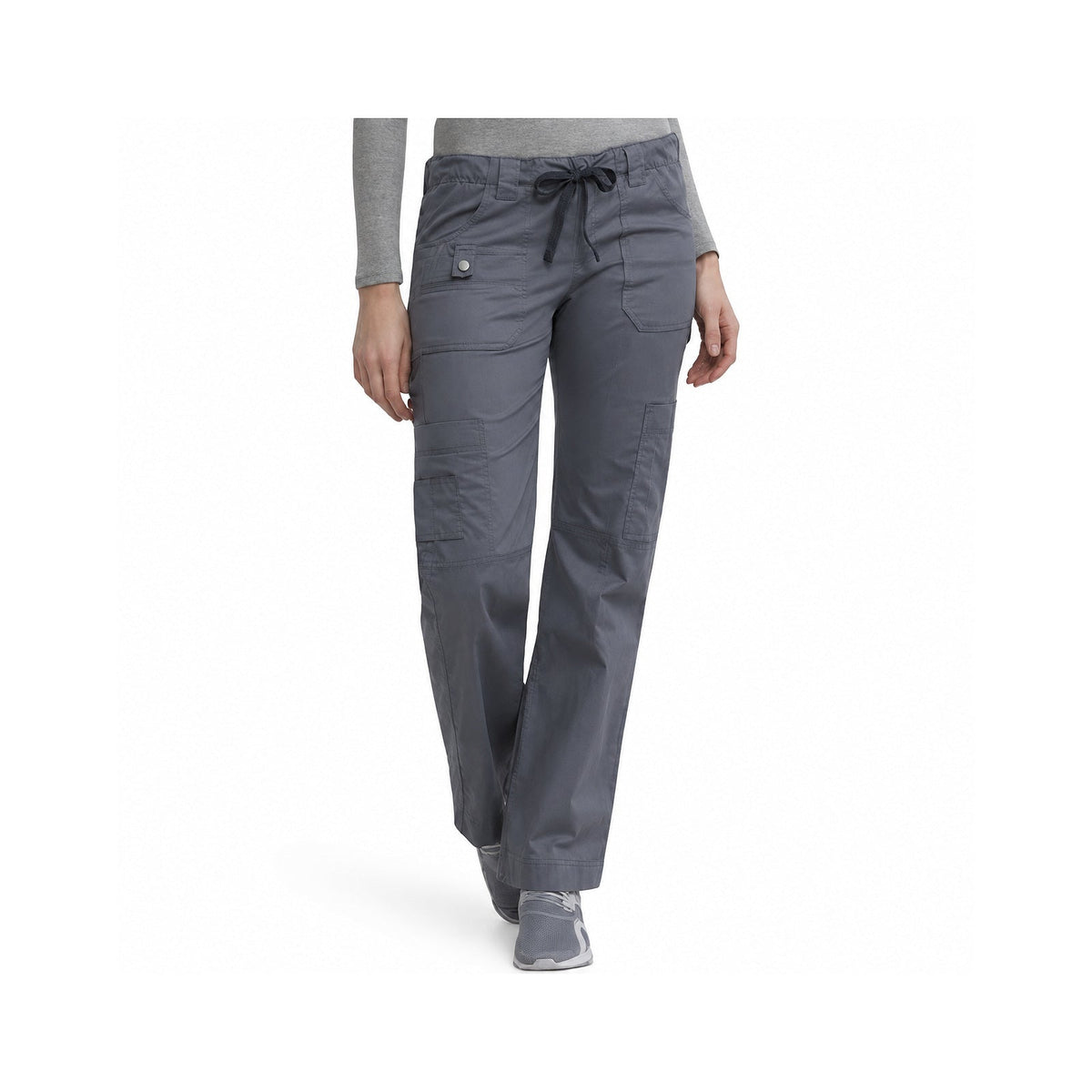 Pantalón quirúrgico Dickies 857455 Gen Flex para mujer en Gris Oxford, frente modelo | color:gris-oxford