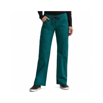 Pantalón quirúrgico Dickies 857455 Gen Flex para mujer en Verde Botella, frente modelo | color:verde-botella