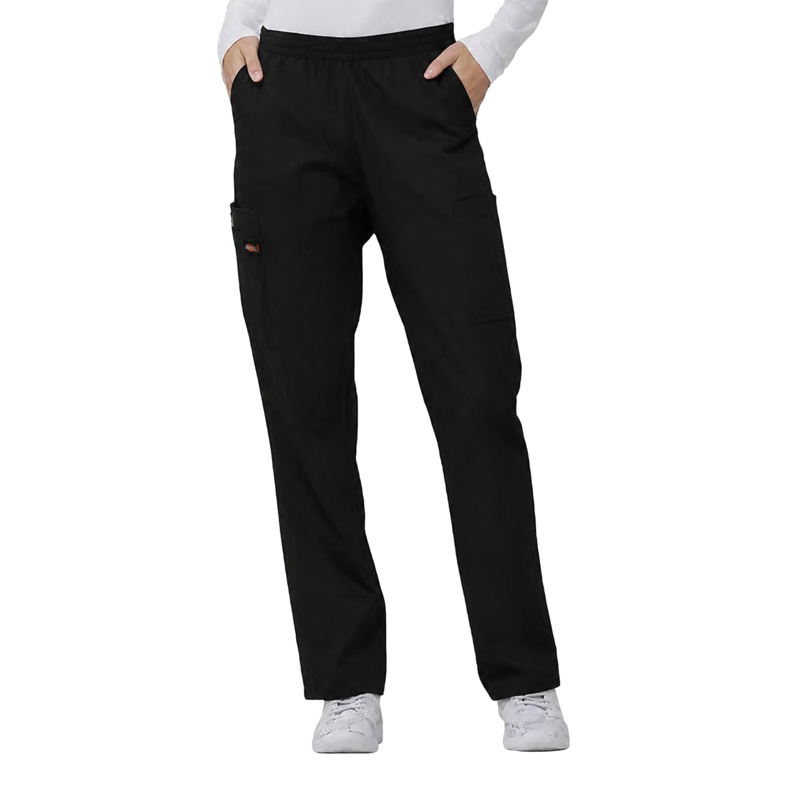 Pantalón quirúrgico Dickies 86106 para mujer negro, vista frente | color:negro