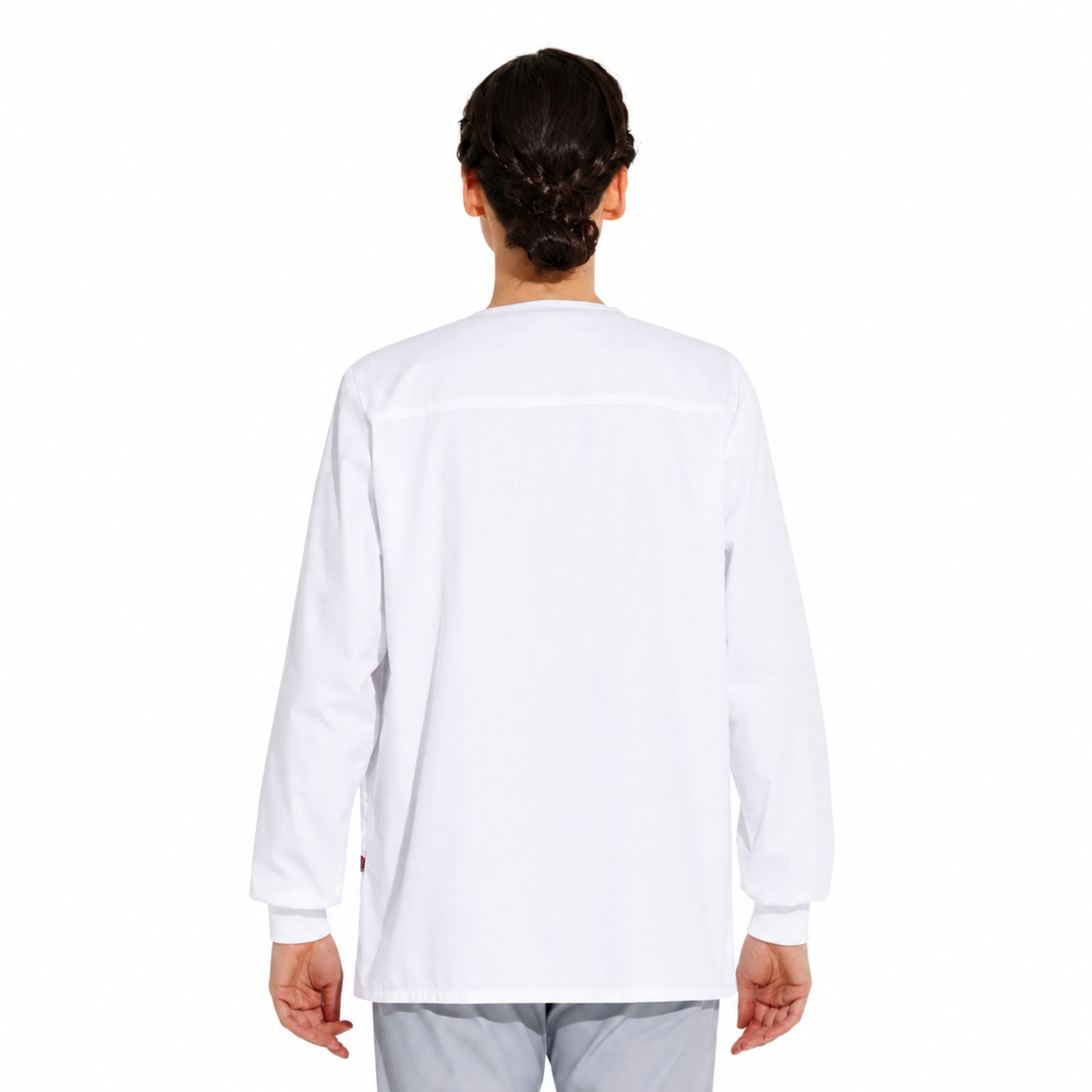 Chamarra médica Dickies 86306 para mujer blanca, vista espalda | color:blanca