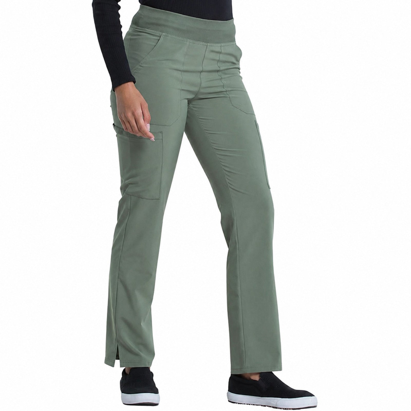 Pantalón quirúrgico Dickies DK005 EDS Essentials mujer verde olivo, vista frontal | color:verde-olivo