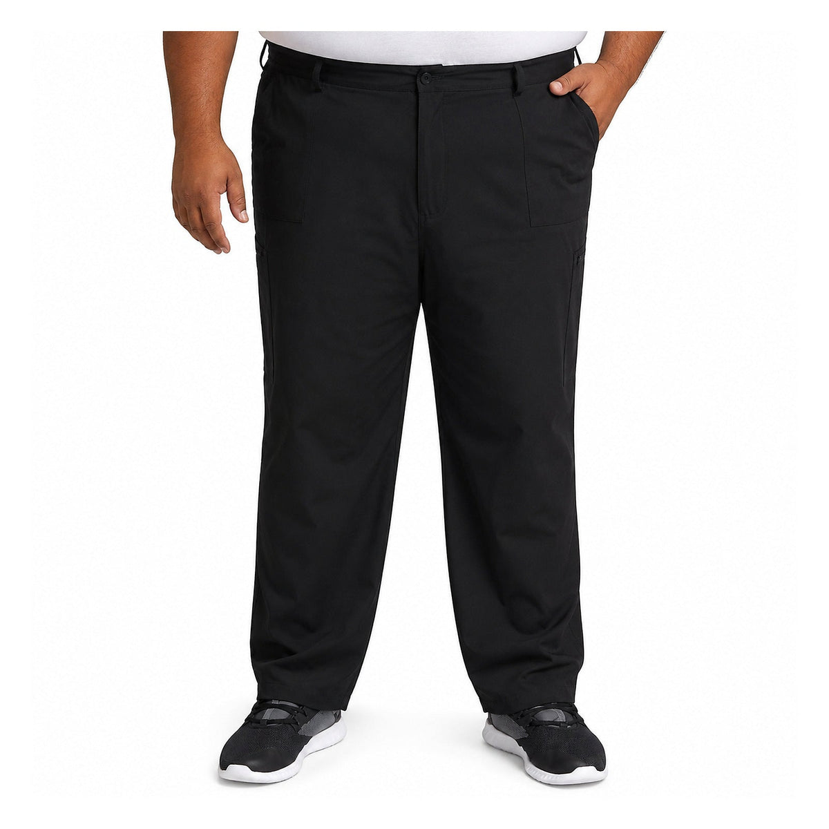 Pantalón quirúrgico Dickies DK015 EDS Essentials hombre talla extra Negro, vista frontal con modelo | color:negro