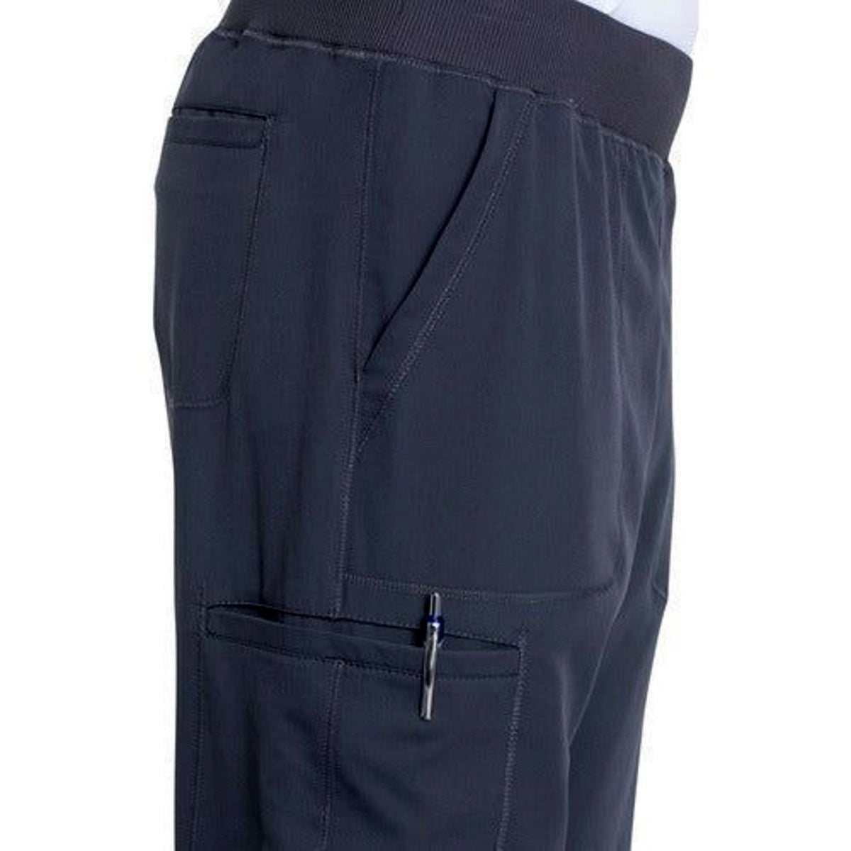 Pantalón quirúrgico jogger Dickies DK040 Dynamix hombre talla extra Gris Oxford, detalle de bolsillo | color:gris-oxford