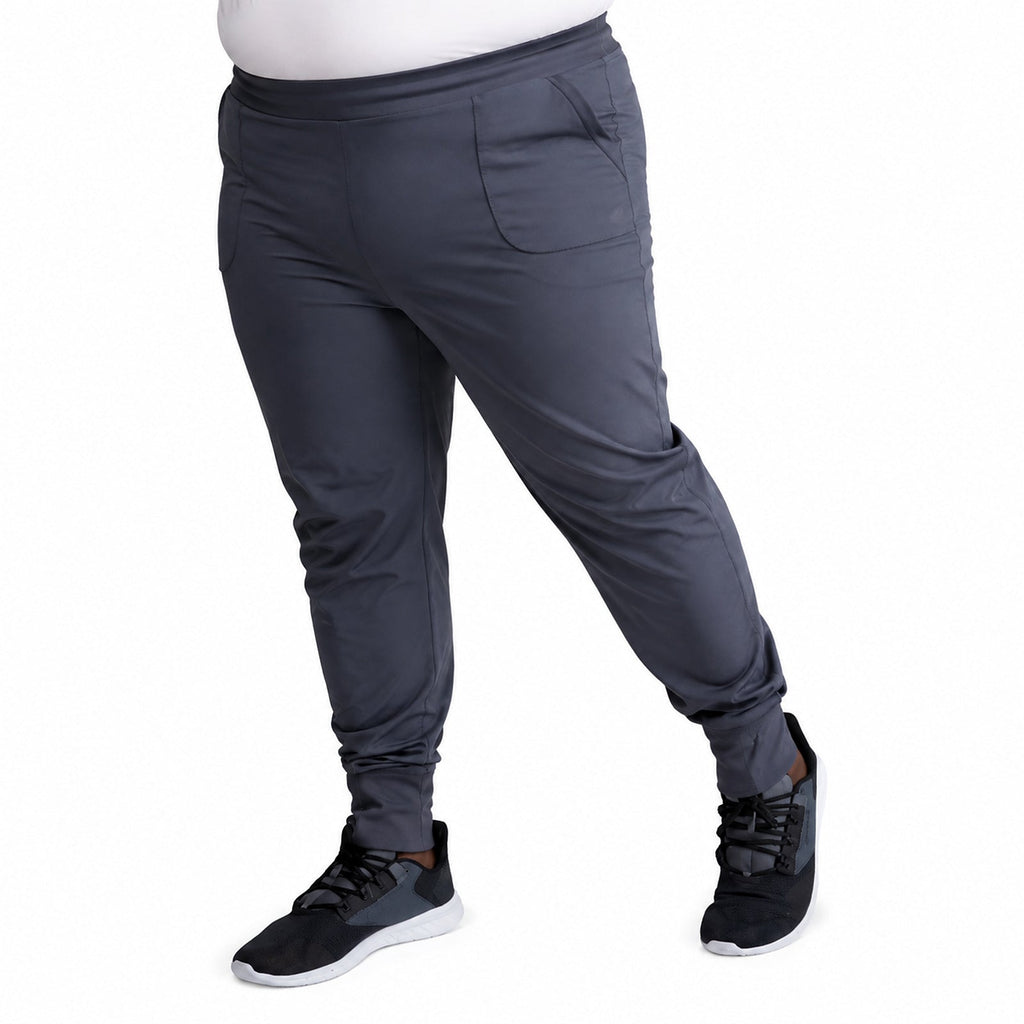 Pantalón quirúrgico jogger Dickies DK040 Dynamix hombre talla extra Gris Oxford, vista tres cuartos alterna