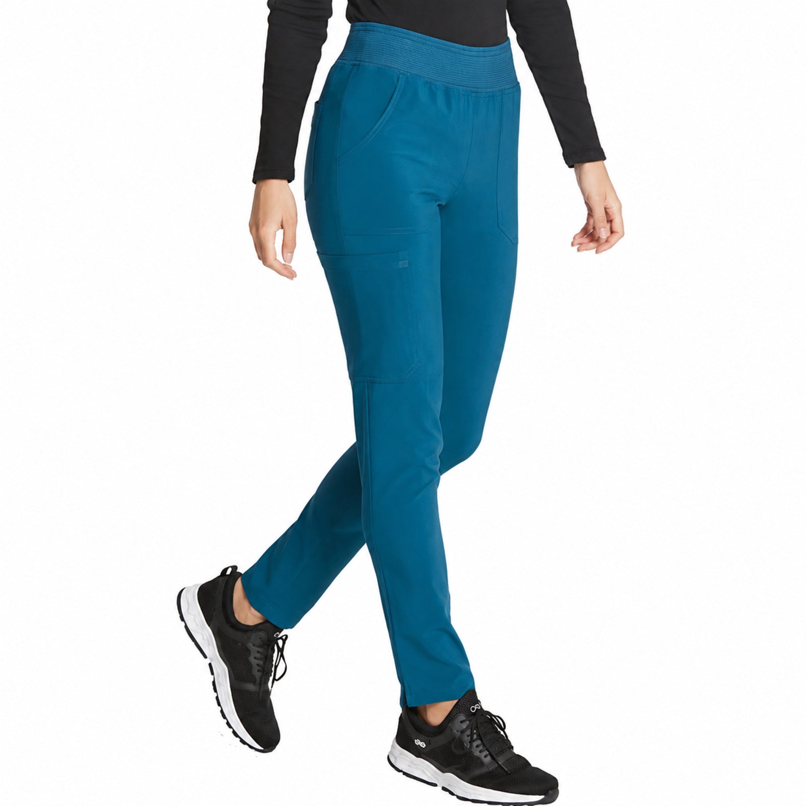 Pantalón quirúrgico Dickies DK090 mujer Azul Caribe, tres cuartos caminando | color:azul-caribe