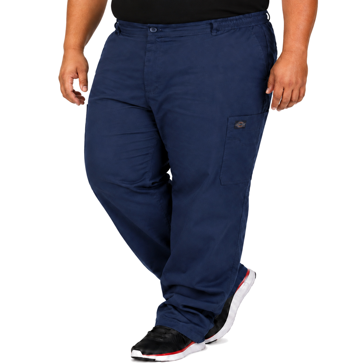 Pantalón quirúrgico Dickies DK110 para hombre talla extra Azul Marino, vista tres cuartos | color:azul-marino