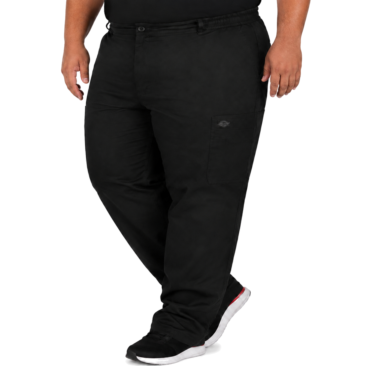 Pantalón quirúrgico Dickies DK110 para hombre talla extra Negro, vista tres cuartos | color:negro