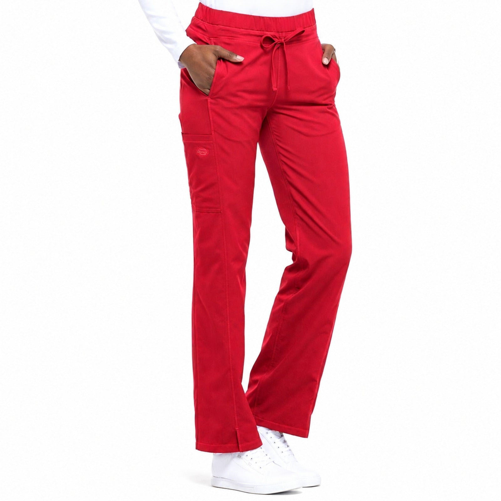 Pantalón quirúrgico Dickies DK130 Dynamix para mujer Rojo, frente | color:rojo