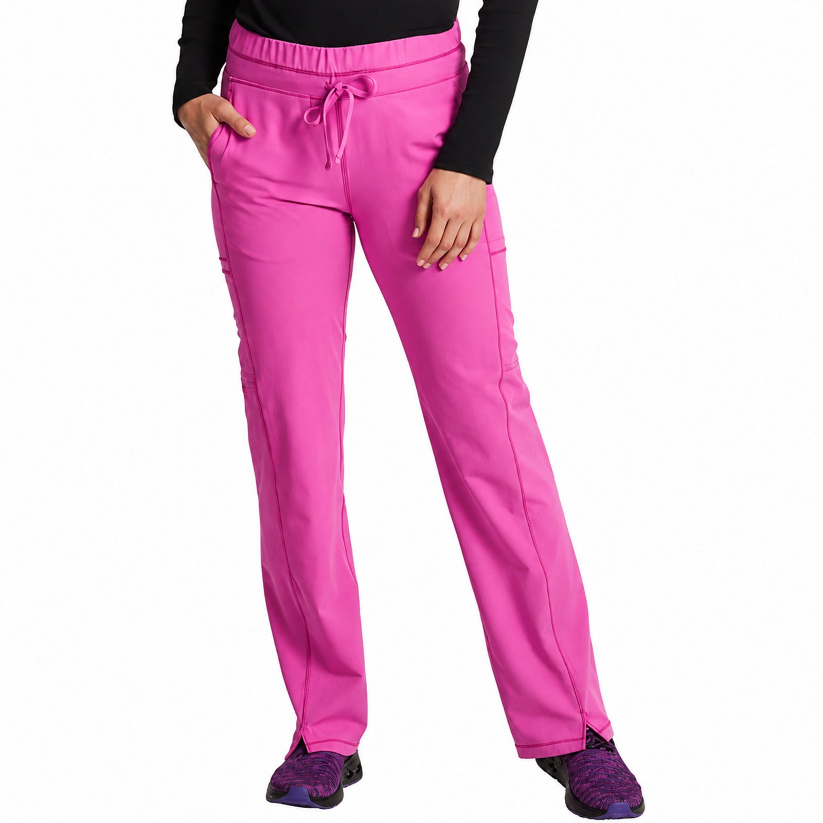 Pantalón quirúrgico Dickies DK130 Dynamix para mujer Techno Pink, vista frontal | color:techno-pink